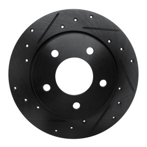 Mazda 3 Brake Rotor (1) - Rear Left - R1 Concepts - Drilled & Slotted - Black - `04-`13